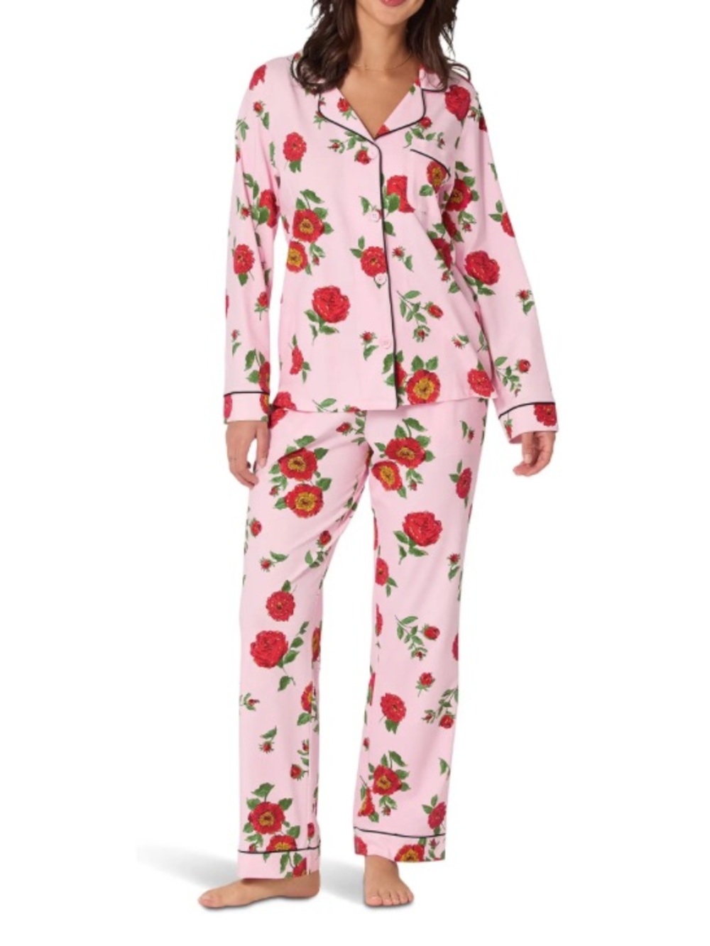 NWT BedHead PJs Falling Blooms Long Sleeve Classic Stretch Jersey PJ Set